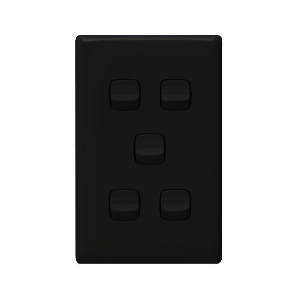 Linea - Vertical rocker switch - Single Pole Double Throw - 5 gang 2 ...
