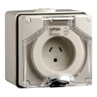 Clipsal - 56 Series, Surface Socket, IP66, 250V 10A - 2 Flat Pins and Round Earth
Chemical Grey