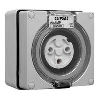 Clipsal - 56 Series, Surface Socket, IP66, 250V 20A - 3 Round Pins
Chemical Grey
