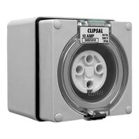 Clipsal - 56 Series, Surface Socket, IP66, 500V 10A - 4 Round Pins
Grey
