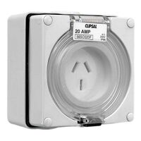 Clipsal - 56 Series, Surface Socket, IP66, 250V 20A - 3 Flat Pins
Grey