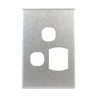 Metal Cover Plate Single Power Point with Extra Switch – VERTICAL