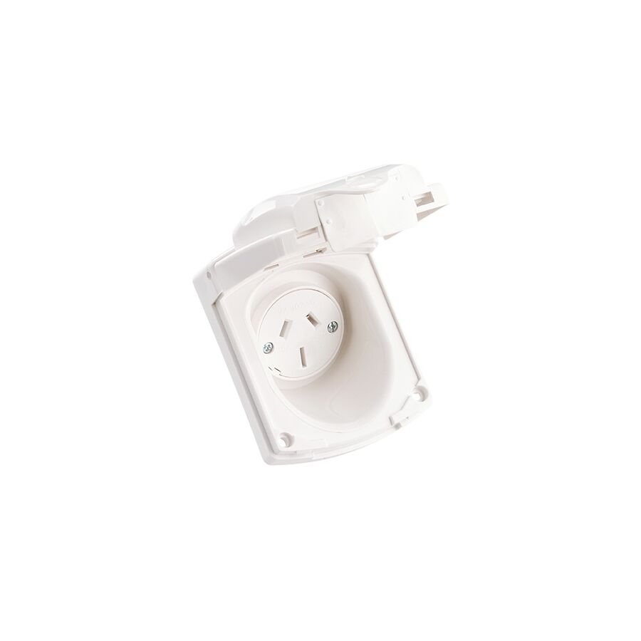 415VF15 Weatherproof Socket Outlet 250vac 15A White Electric